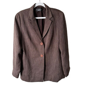 SC Collection Vintage Brown Stretch Blazer Size 8 90s Minimalist Jacket Canada